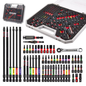 58Pcs Tools Set Packaged with Impact Screwdriver Bits,Mini Wrech,Step Drill,Socket Adapter and Bit Holder for DIY