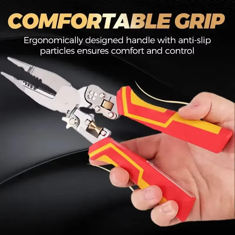 8-in-1 Multi-Function Wire Stripper Tool, Electrician Pliers with Voltage Tester, Cable Cutter, Crimping Tool & Scissors for Electrical Work