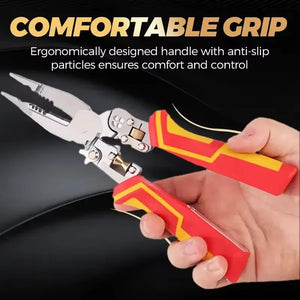 8-in-1 Multi-Function Wire Stripper Tool, Electrician Pliers with Voltage Tester, Cable Cutter, Crimping Tool & Scissors for Electrical Work