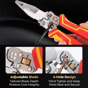 8-in-1 Multi-Function Wire Stripper Tool, Electrician Pliers with Voltage Tester, Cable Cutter, Crimping Tool & Scissors for Electrical Work
