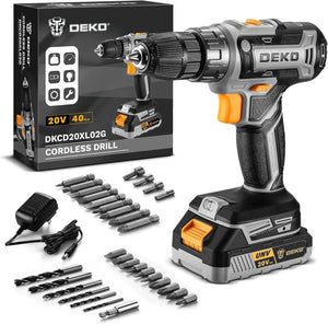 PRO Cordless Drill 20V Electric Power Drill Set Tool Drills Cordless Set with Battery and Charger 20 Volt Drill Driver Kit