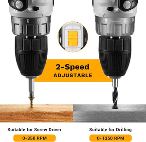 PRO Cordless Drill 20V Electric Power Drill Set Tool Drills Cordless Set with Battery and Charger 20 Volt Drill Driver Kit
