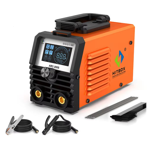 HITBOX ARC200S Mini Welder 200A, Portable IGBT Inverter ARC/Lift TIG Welding Machine, Digital Display, 110V/220V, for DIY, Repair & Metal Fabrication
