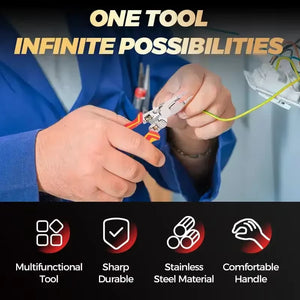 8-in-1 Multi-Function Wire Stripper Tool, Electrician Pliers with Voltage Tester, Cable Cutter, Crimping Tool & Scissors for Electrical Work