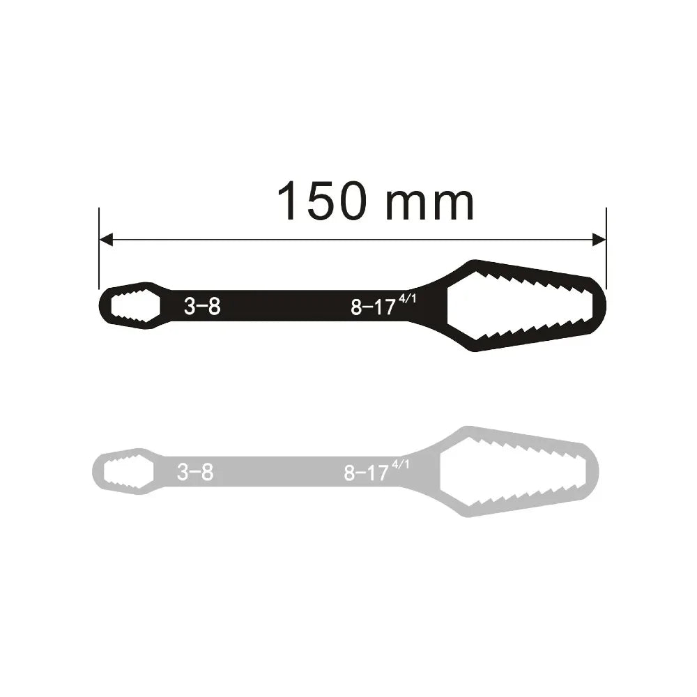 Universal Wrench 3–17mm Adjustable Spanner, Self-Tightening Multi-Function Torx Tool, Double-Head Grip Wrench for Nuts & Bolts, DIY, Automotive & Home Repairs