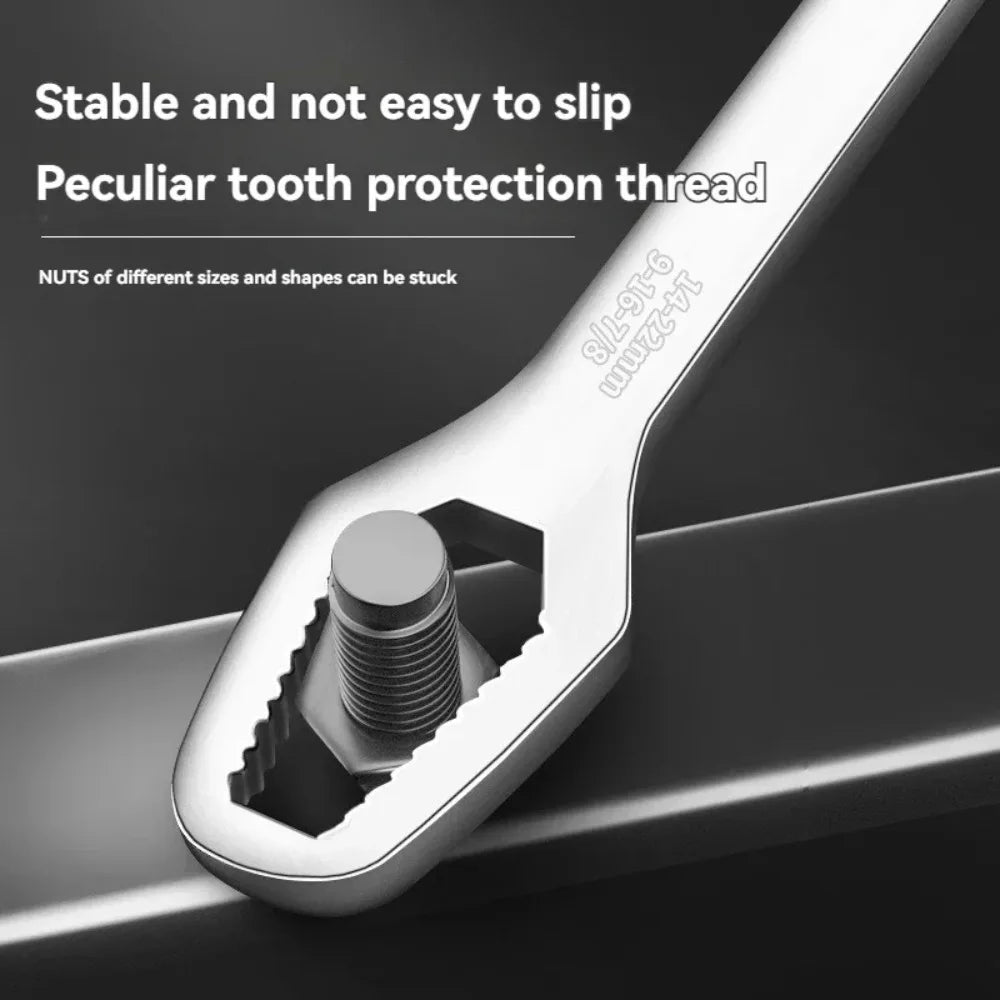 Universal Wrench 3–17mm Adjustable Spanner, Self-Tightening Multi-Function Torx Tool, Double-Head Grip Wrench for Nuts & Bolts, DIY, Automotive & Home Repairs