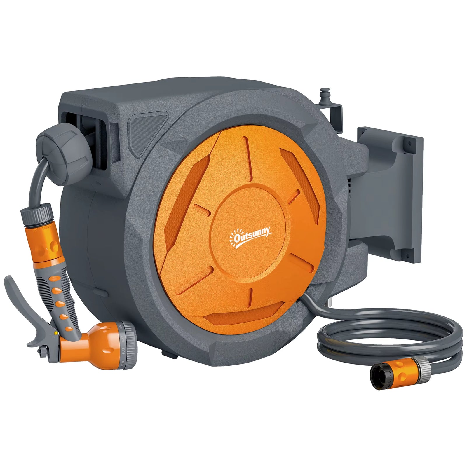 Outsunny 30m Retractable Garden Hose Reel, Anti-Burst