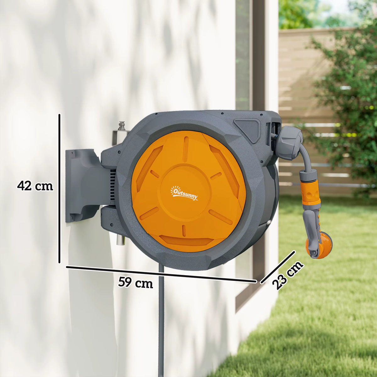 Outsunny 30m Retractable Garden Hose Reel, Anti-Burst