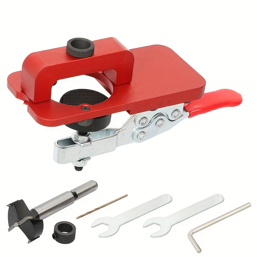 35mm Concealed Hinge Jig, Cabinet Door Hinge Hole Drilling Guide, Adjustable Woodworking Locator Tool for Precise Installation