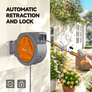 Outsunny 30m Retractable Garden Hose Reel, Anti-Burst